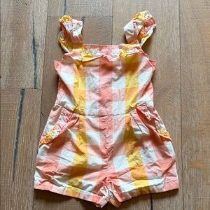 Kids Plaid Orange and White Romper